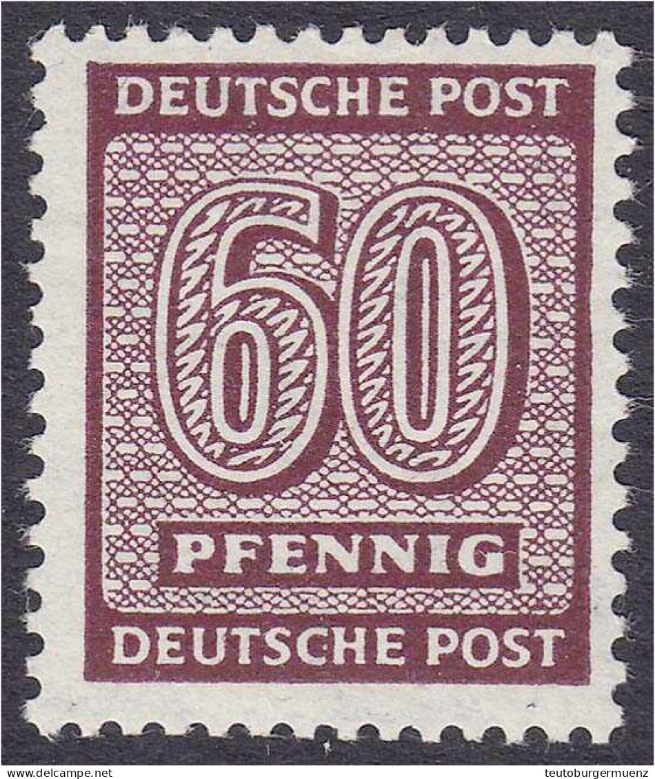 60 Pf. Freimarke Ziffern 1945, Wasserzeichen 1 X, Farbe ,,b", Postfrisch In Einwandfreier Erhaltung, Bestens Geprüft Str - Other & Unclassified