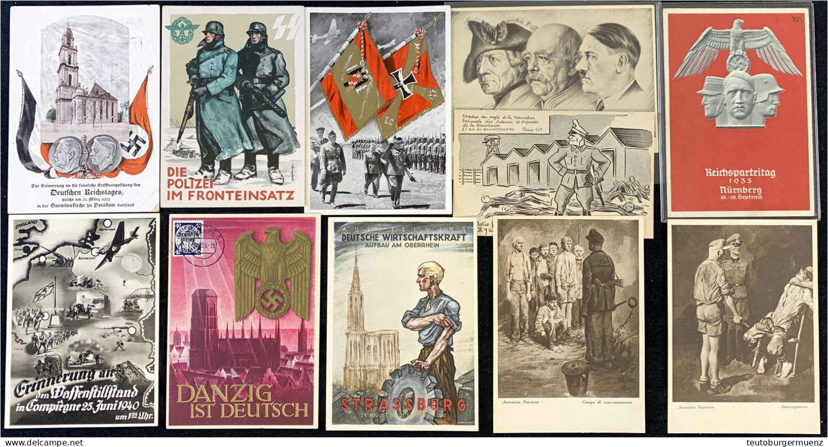 Nettes Lot Von 11 Propagandakarten, Dabei Auch Zwei Italienische Antinazi-Propagandakarten Aus Dem Jahr 1940, Sowie Anti - Sin Clasificación