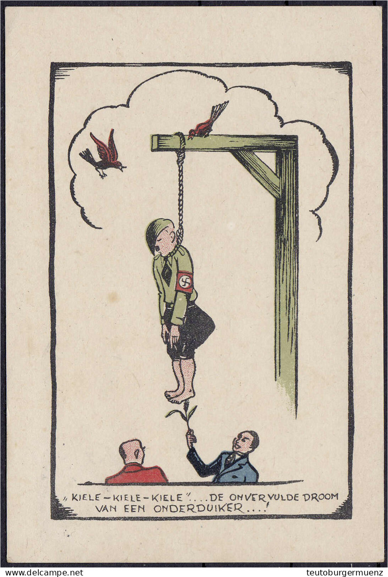 Niederländische Antideutsche Propagandakarte In Original, Während Der Deutschen Besatzung Wurden Antinationalsozialistis - Ohne Zuordnung
