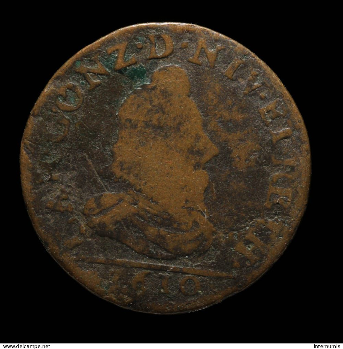 France, Charles I De Gonzague - Arches-Charleville, 3 Deniers, 1610, Ardenne, Bronze, TB+ (VF) - Ardennes