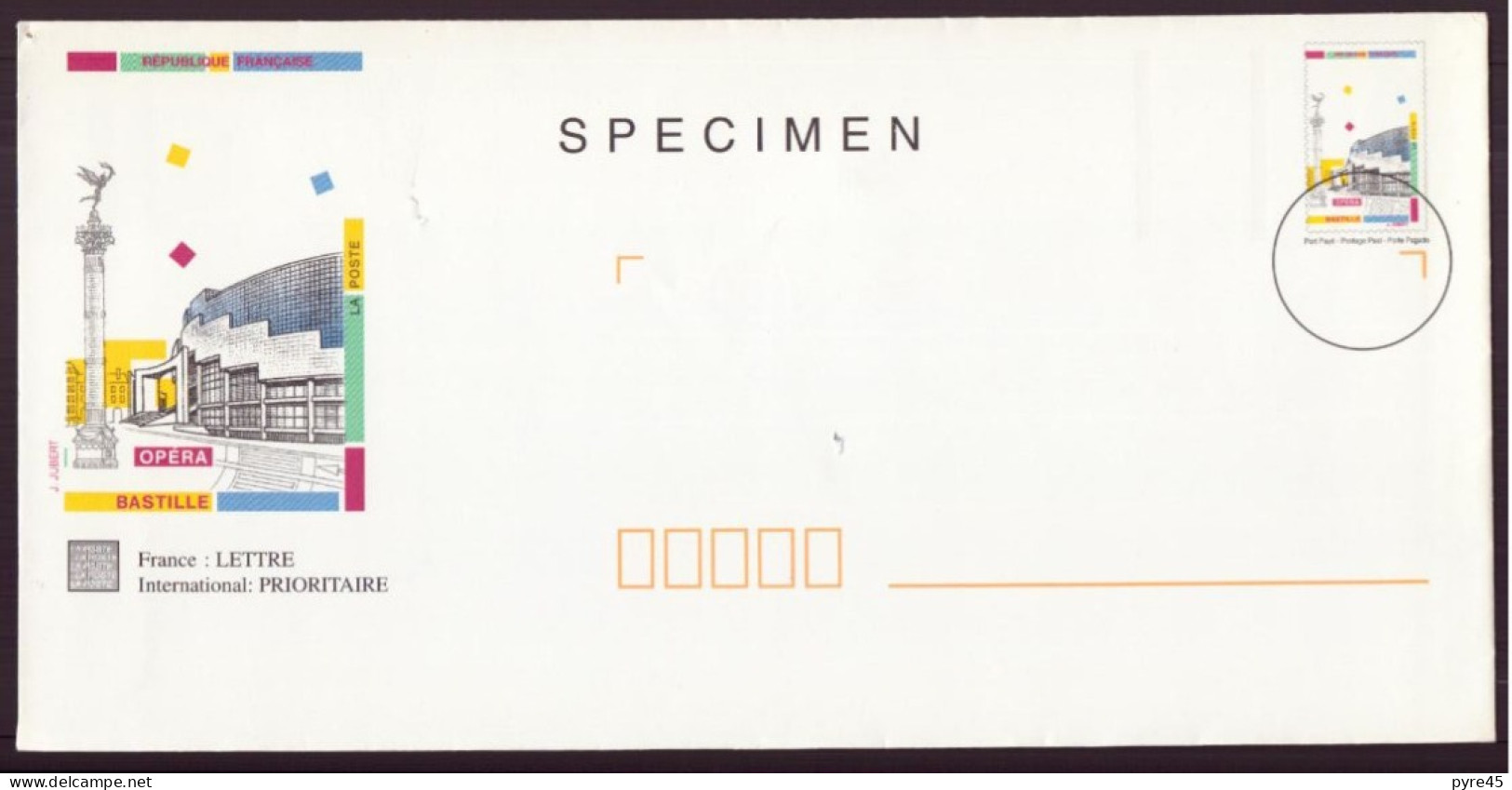 France, Enveloppe Spécimen " Opéra Bastille " - Specimen