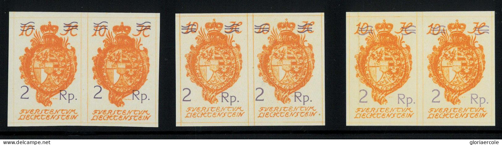 P2063 - LIECHTENSTEIN MICHEL NR. 44, 3 DIFFERENT OVERPRINT SHADES IN PAIR. MNH - Otros & Sin Clasificación