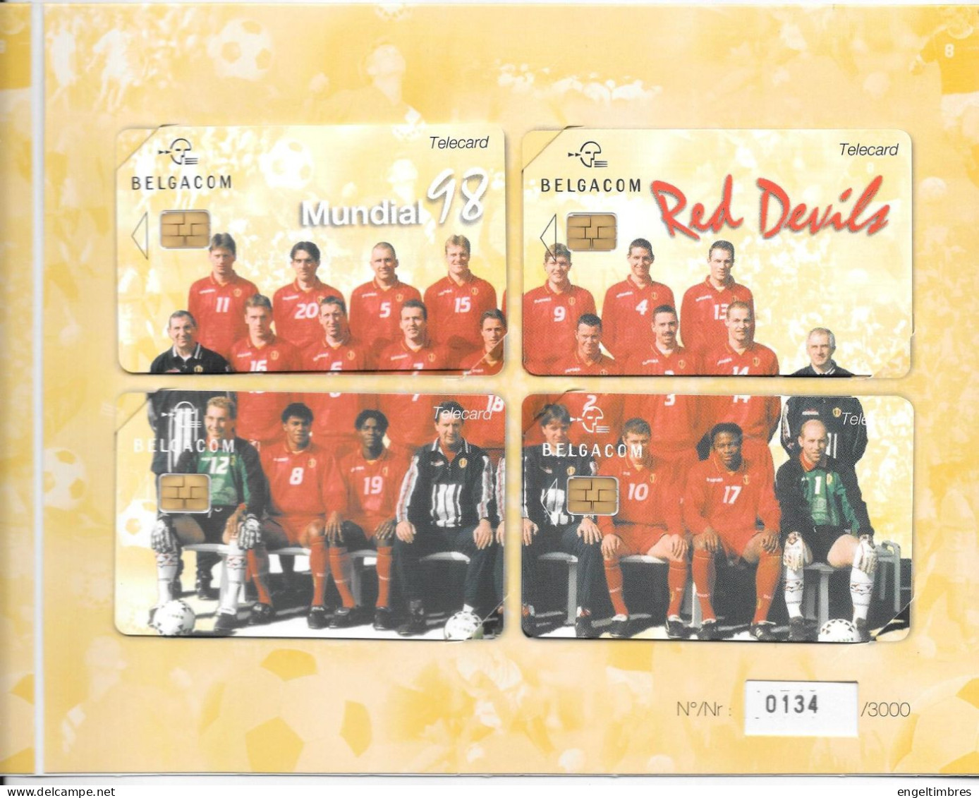 1998 MUNDIAL - RED DEVILS TELEFOON KAARTEN (5) IN FOLDER _ ZIE SCANS - Avec Puce