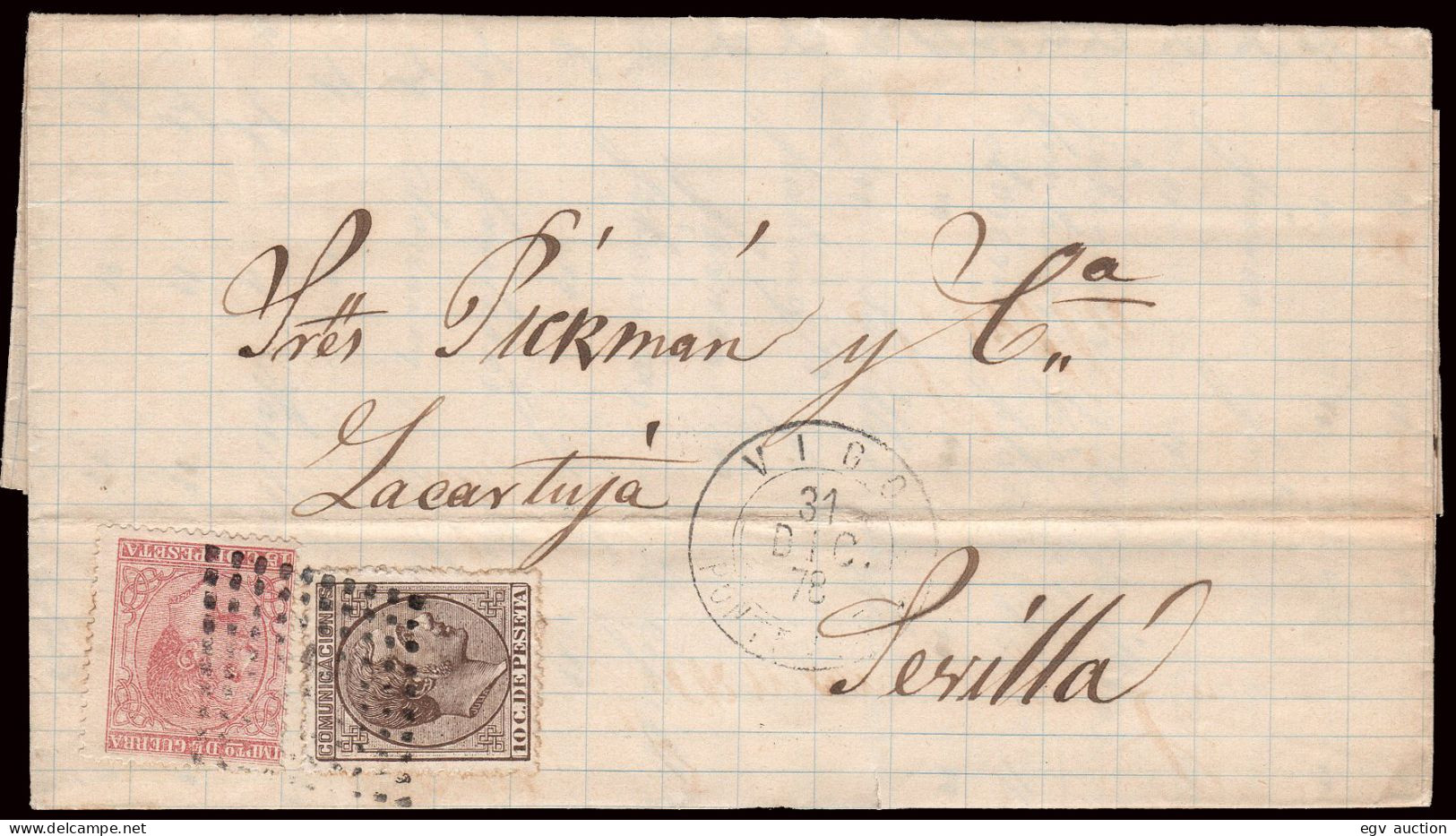 Pontevedra - Edi O 188+192 - Carta Mat Rombo Puntos + Trébol "Vigo" En Frontal - Lettres & Documents