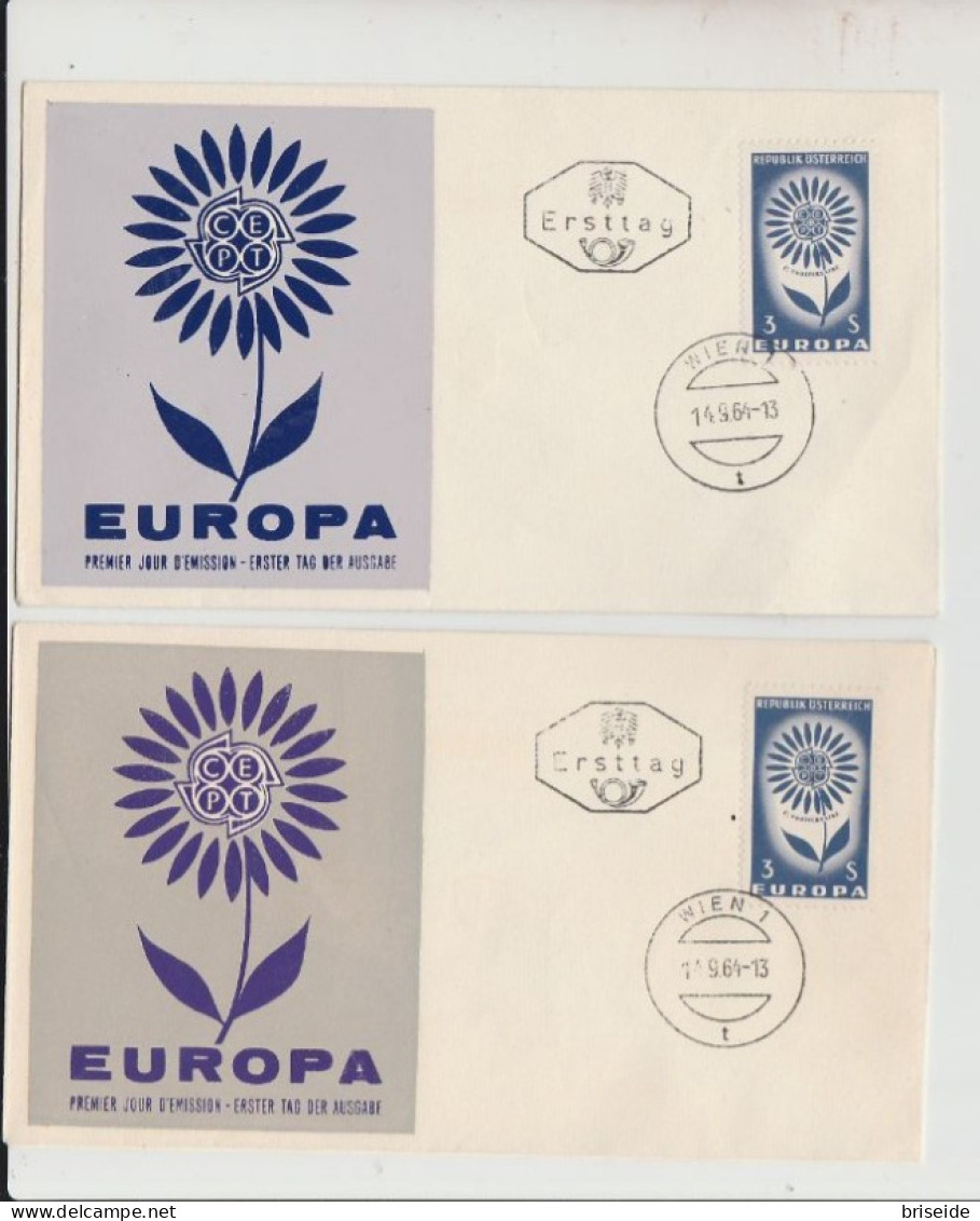 1964 N.2 BUSTE EUROPA CEPT PREMIER JOUR D'EMISSION FIRST DAY COVER ERSTTAGSBRIEF 1°GIORNO EMISSIONE REPUBLIK OSTERREICH - 1964