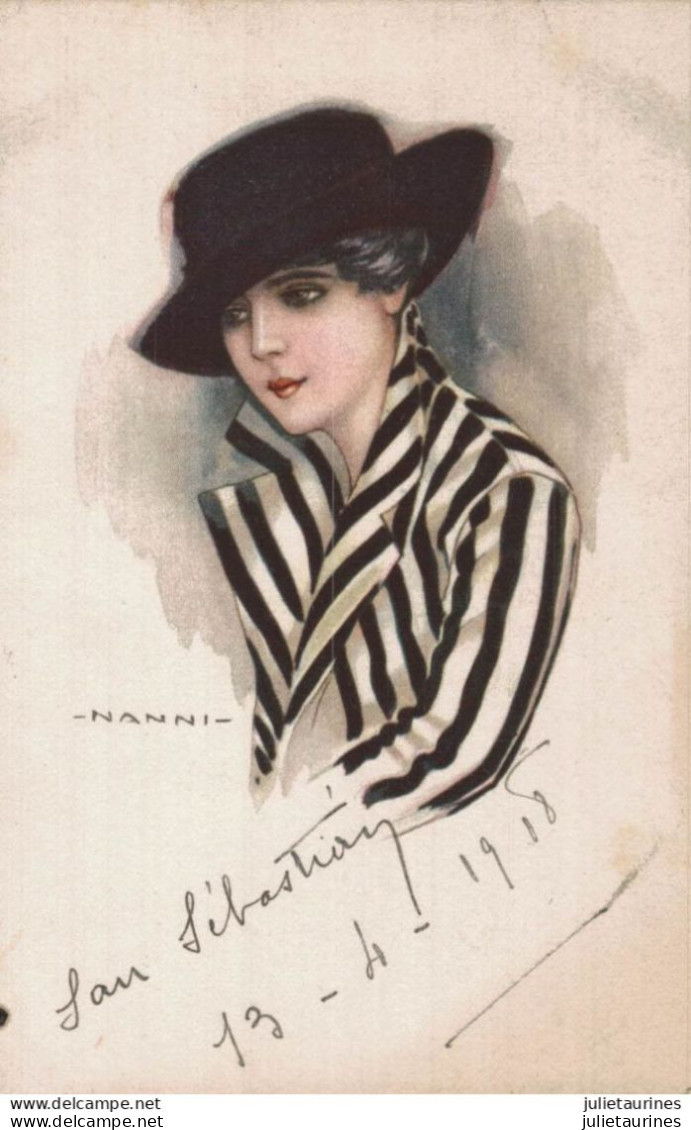 NANNI ILLUSTRATEUR FEMME AU CHAPEAU CPA 1902 BON ETAT - Nanni