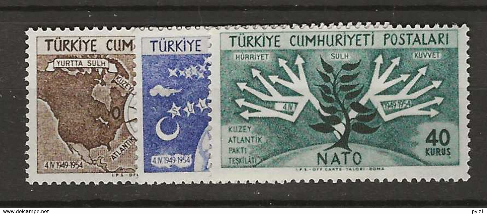 1954 MNH Turkye Mi 1388-90 Postfris** - Ungebraucht