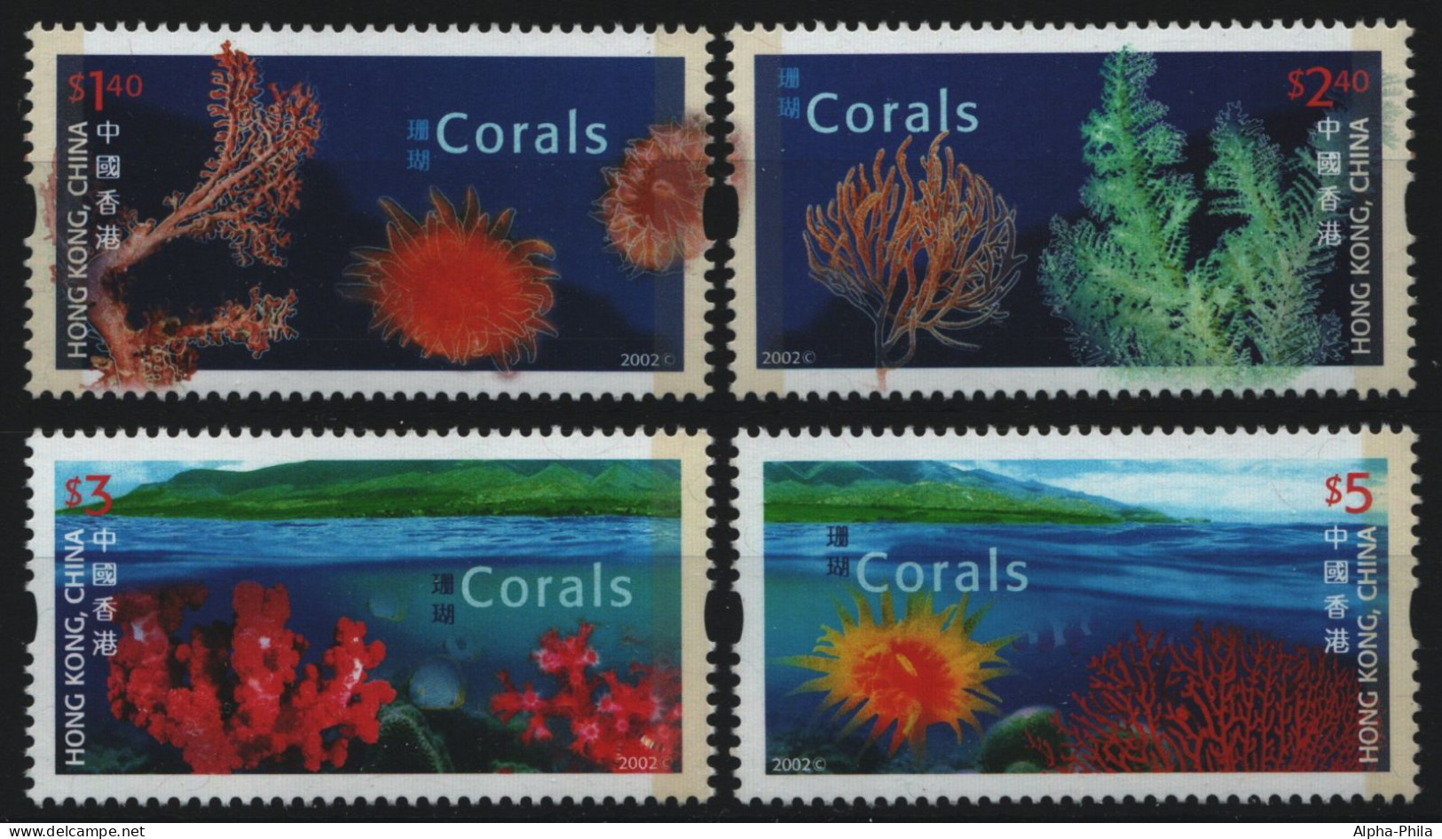Hongkong 2002 - Mi-Nr. 1036-1039 A ** - MNH - Korallen / Corals - Ungebraucht