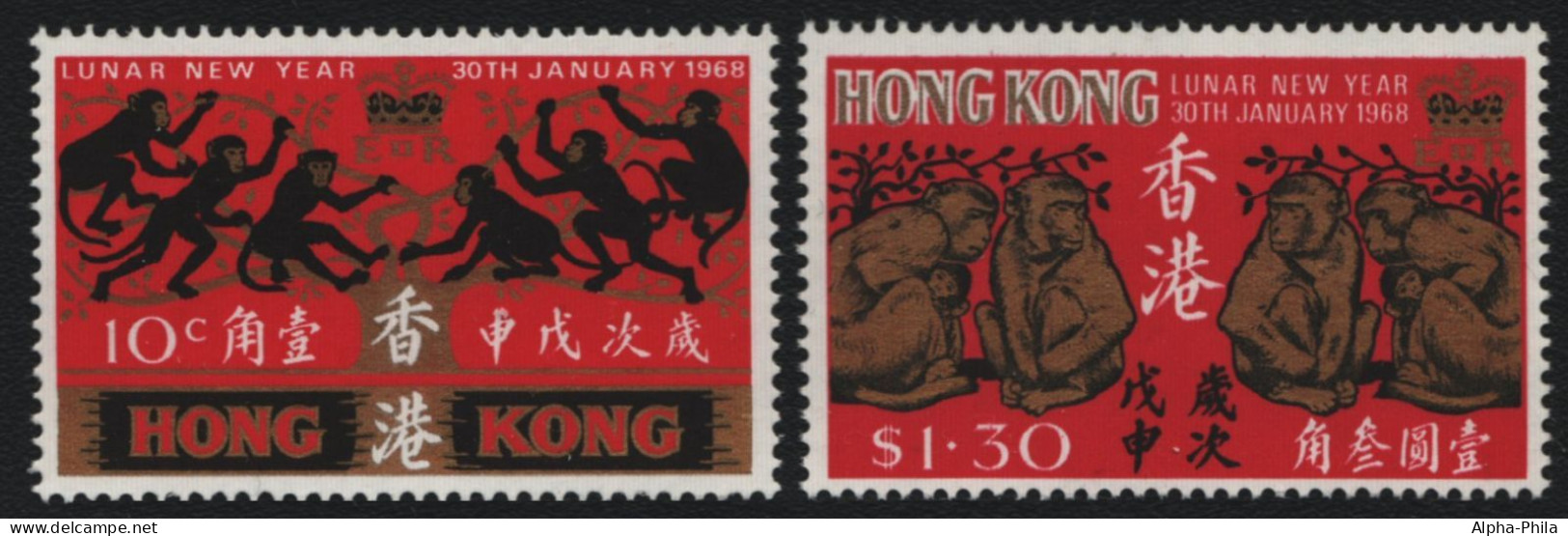 Hongkong 1968 - Mi-Nr. 230-231 ** - MNH - Jahr Des Affen - Ungebraucht