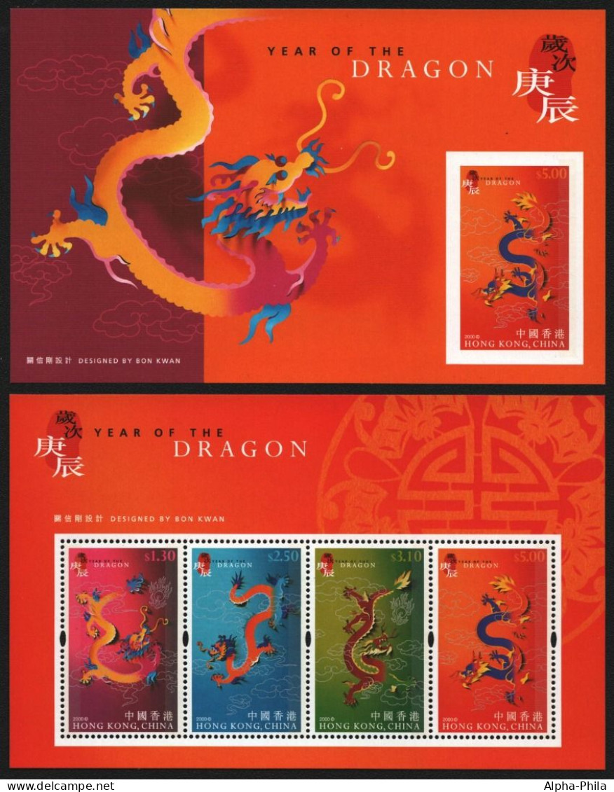 Hongkong 2000 - Mi-Nr. Block 69-70 ** - MNH - Jahr Des Drachen - Neufs