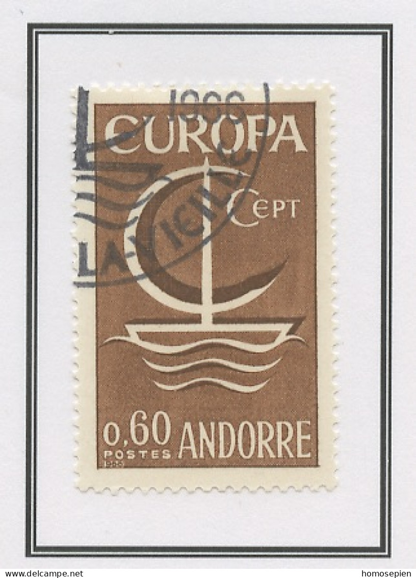 Andorre Français - Andorra 1966 Y&T N°178 - Michel N°198 (o) - 60c EUROPA - Gebraucht