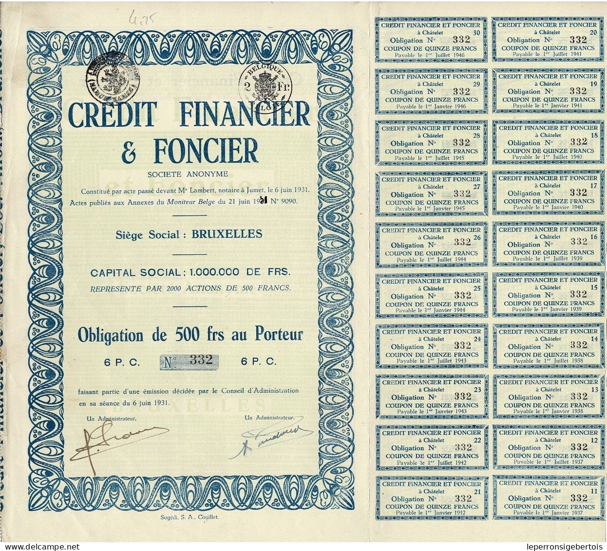 Obligation De 1931 Crédit Financier & Foncier - - Banque & Assurance