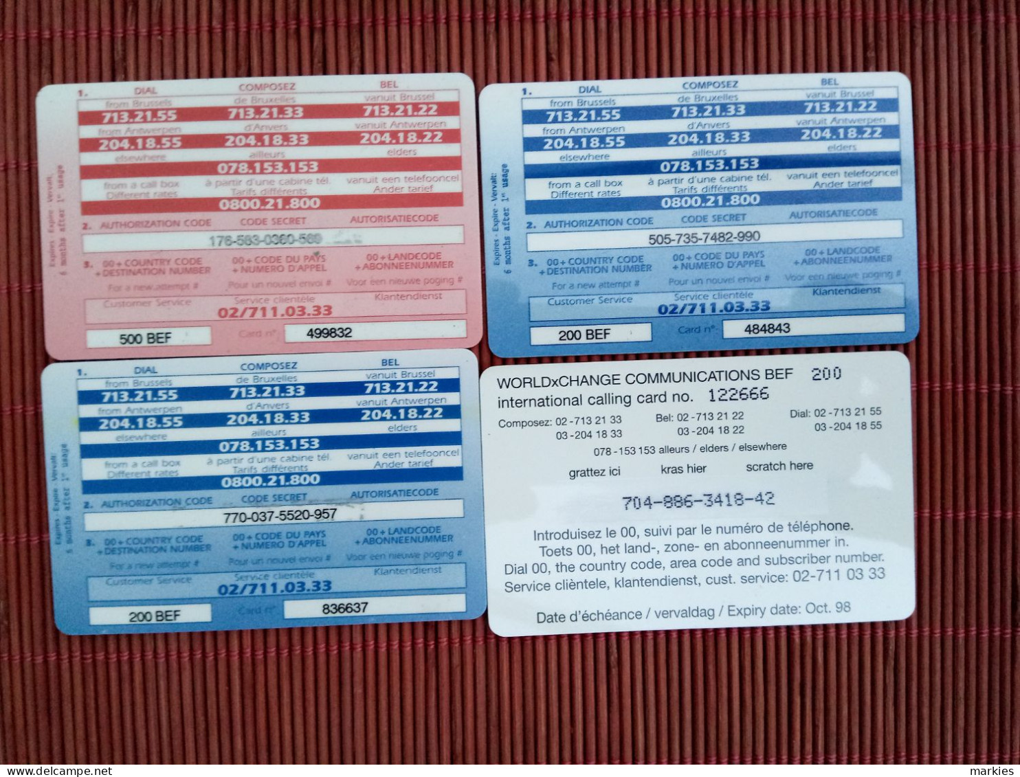 4 Difgerent World XChange Prepaidcards Belgium  Used Rare - [2] Prepaid & Refill Cards