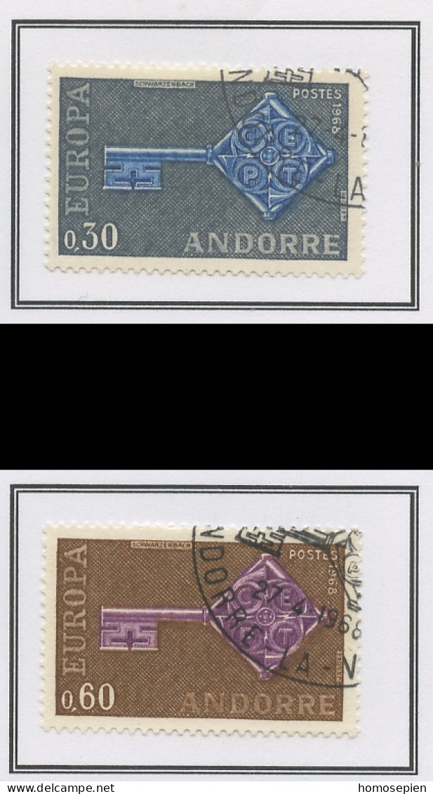 Andorre Français - Andorra 1968 Y&T N°188 à 189 - Michel N°208 à 209 (o) - EUROPA - Usados