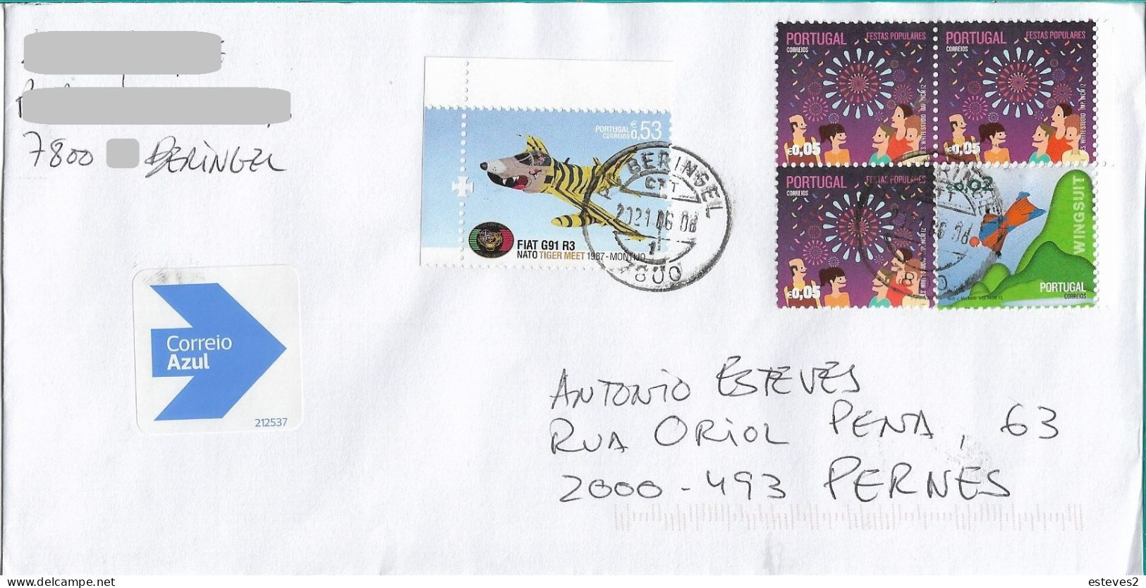 Portugal 2021 , Fiat G91 R3 Militar Aircraft , Nato Tiger Meet 197 Montijo , Beringel Postmark - NATO