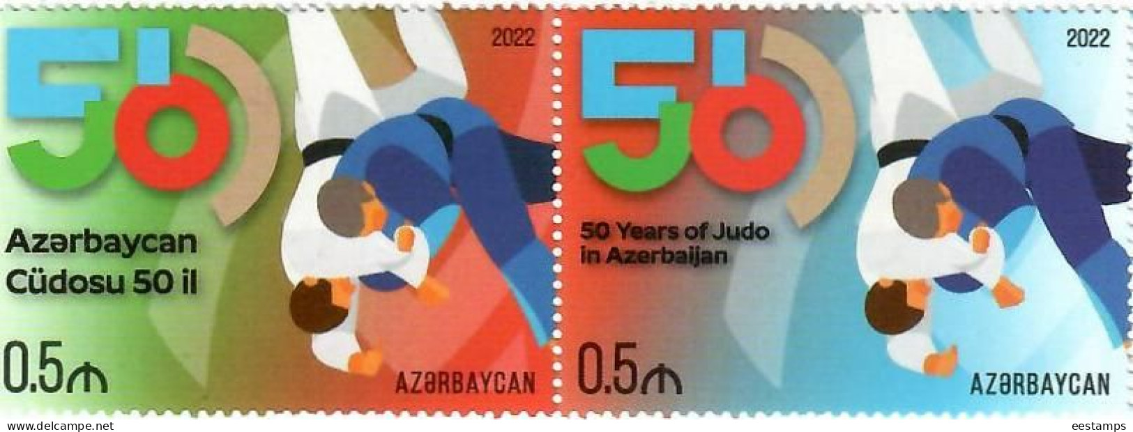 Azerbaijan 2022 . Azerbaijan Judo - 50. Pair Of 2v X 0.5m - Aserbaidschan