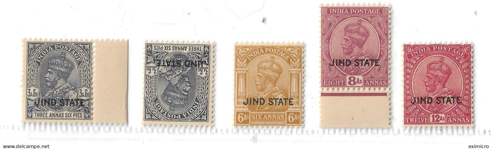 INDIA - JIND 1927 - 1937 UPRIGHT AND INVERTED WMK VALUES TO 12a UNMOUNTED MINT Cat £47 - Jhind