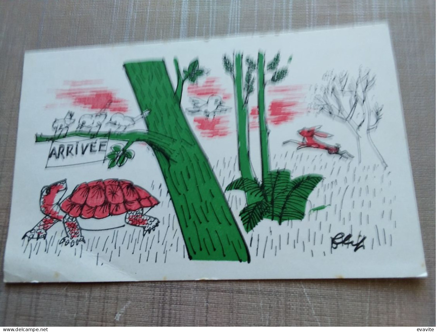 CPSM  SOS Villages D'Enfants De France Illustration Flip - "LE LIEVRE ET LA TORTUE"  Fable - Turtles