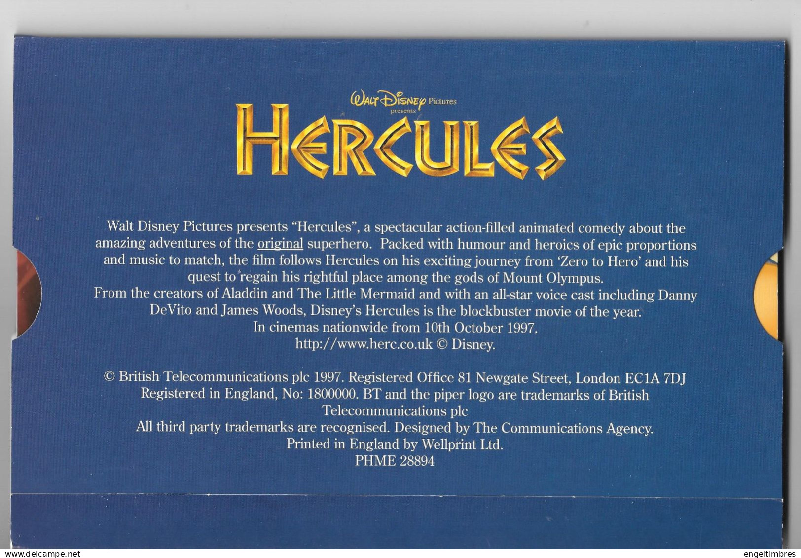 1997 BT WALT DISNEY - HERCULES PHONECARDS (8) Complete In Original   FOLDER _ ZIE SCANS - Verzamelingen