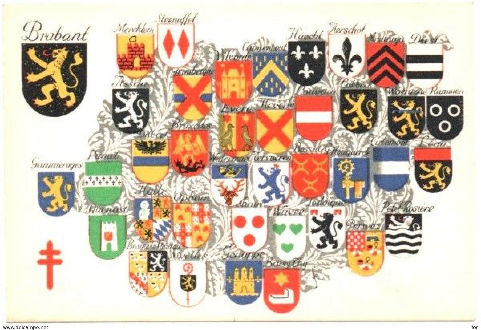 Brabant Flamand - Wallon : Armoiries Des Provinces Belges : Blason - Armoiries - Héraldique N°1 Oeuvre Nationale Belge - Halle