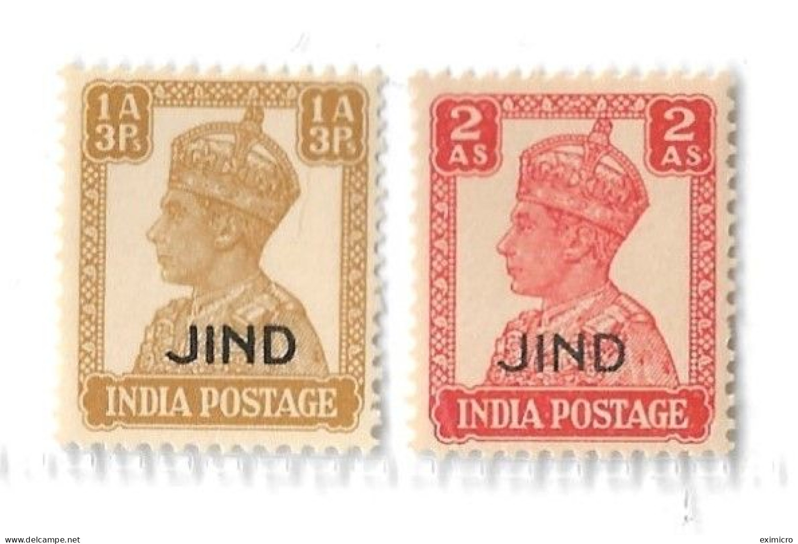 INDIA - JIND 1941 - 1943 1a 3p, 2a SG 141, 143 UNMOUNTED MINT - Jhind