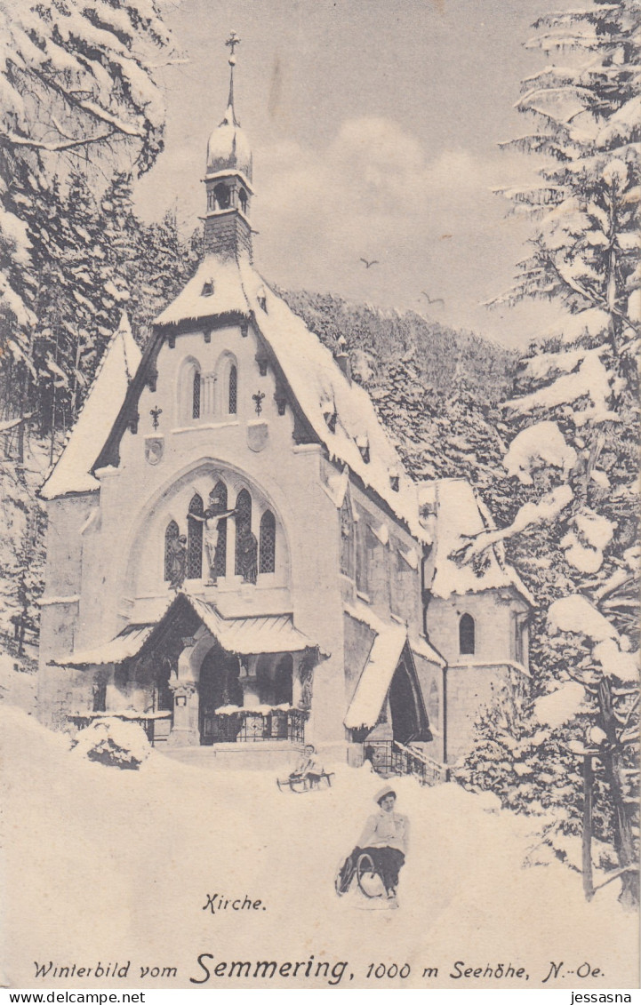 AK - SEMMERING - Rodeln Bei Der Pfarrkirche Zur Heiligen Familie 1910 - Semmering