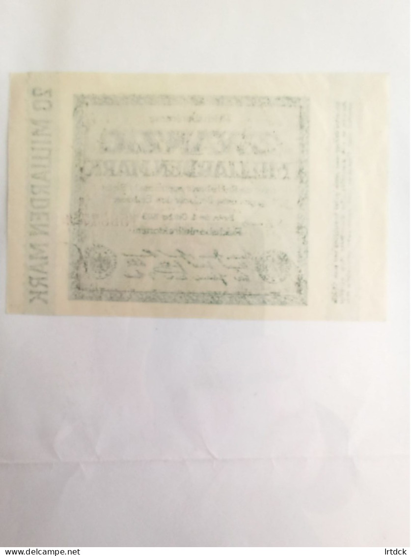 Billet Allemagne 20 Milliard  Mark 01/10/1923 - 500 Mark