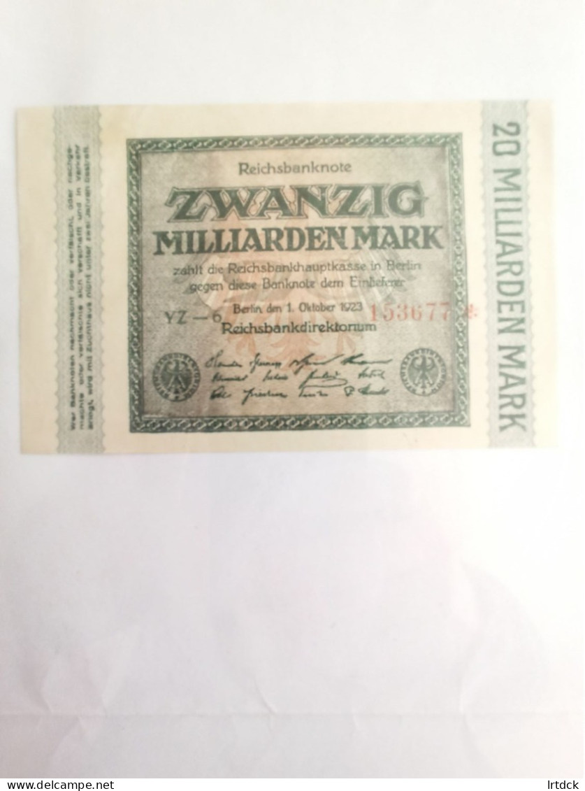 Billet Allemagne 20 Milliard  Mark 01/10/1923 - 500 Mark