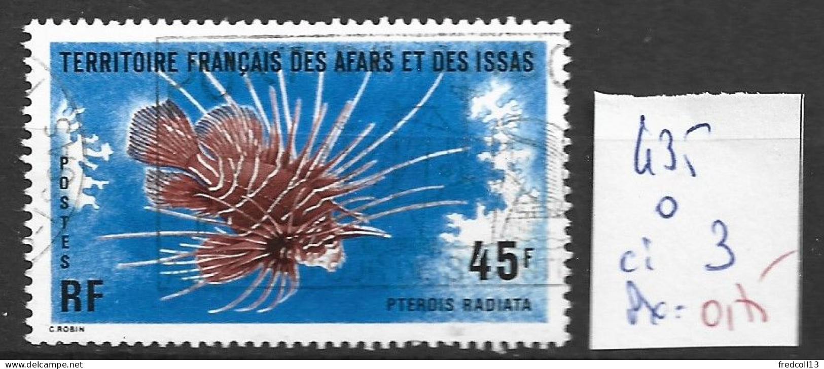 AFARS ET ISSAS 435 Oblitéré Côte 3.00 € - Used Stamps