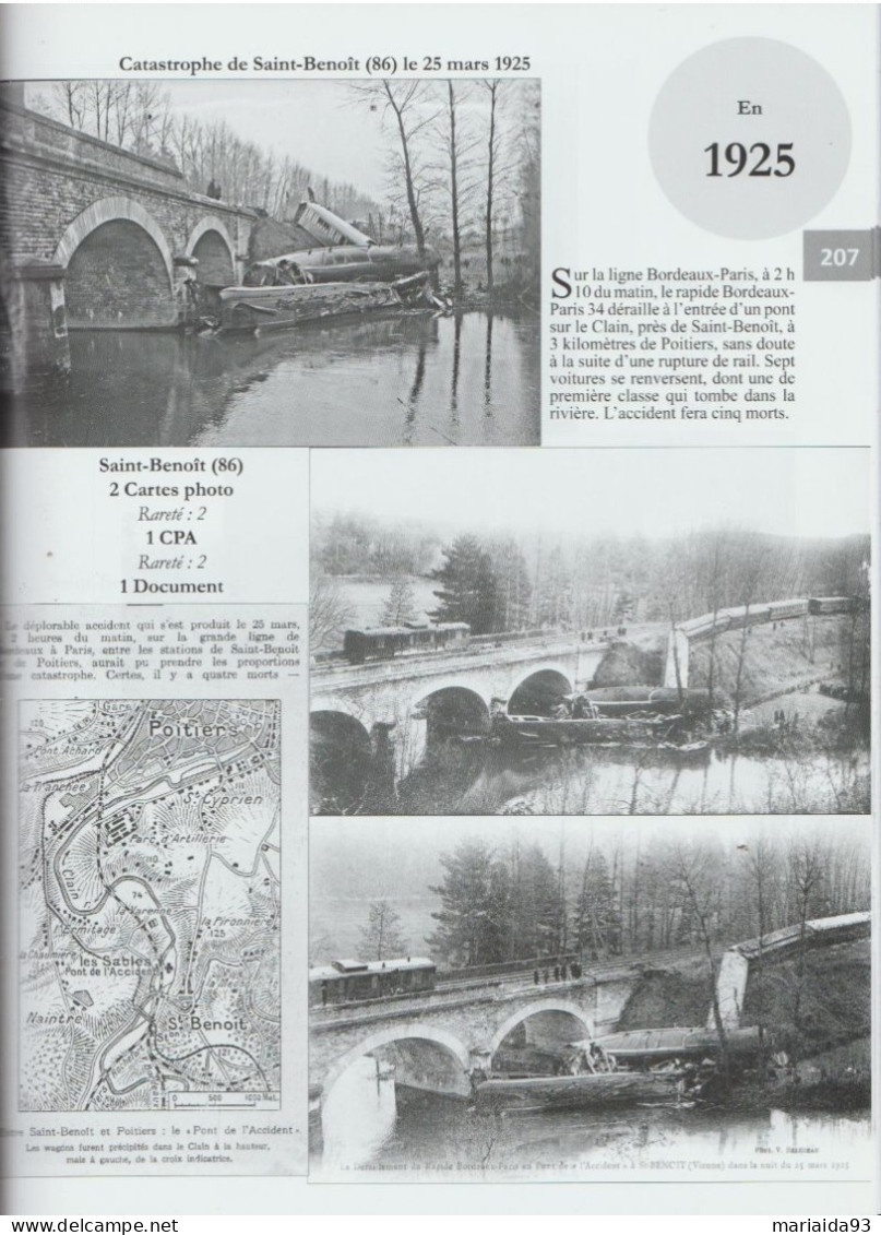 SAINT BENOIT - VIENNE - CARTE PHOTO ACCIDENT DE TRAIN DU 25 MARS 1925 - DERAILLEMENT - CATASTROPHE DE CHEMIN DE FER - Saint Benoît