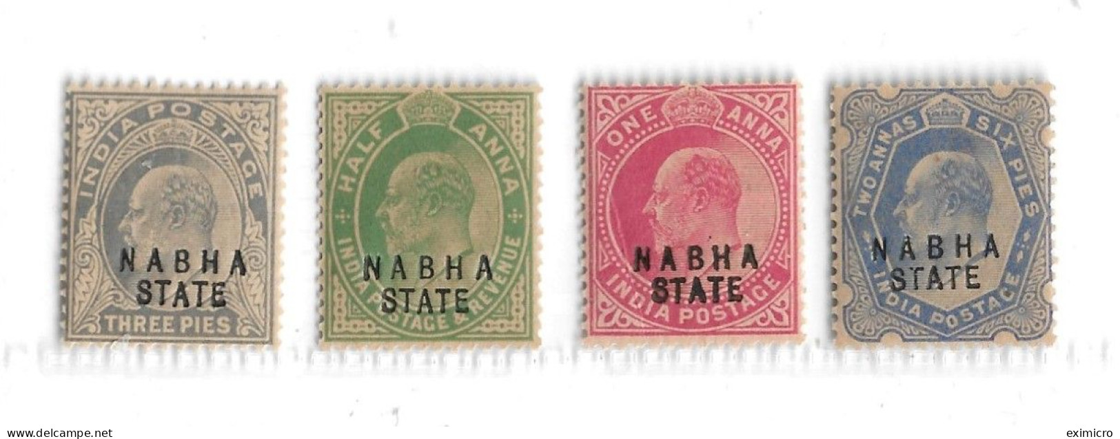 INDIA - NABHA 1903 - 1909 VALUES TO 2a 6p SG 37, 38, 39, 40b UNMOUNTED MINT Cat £25+ - Nabha