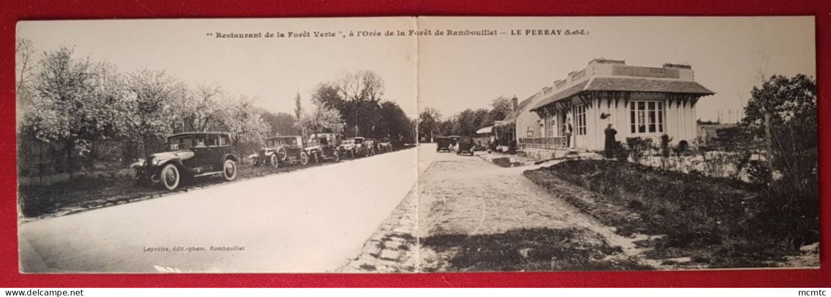 CPA  Double - La Perray -(S.-et-O.) Restaurant De La Forêt Verte à L'Orée De La Forêt De Rambouillet (voiture Ancienne ) - Le Perray En Yvelines