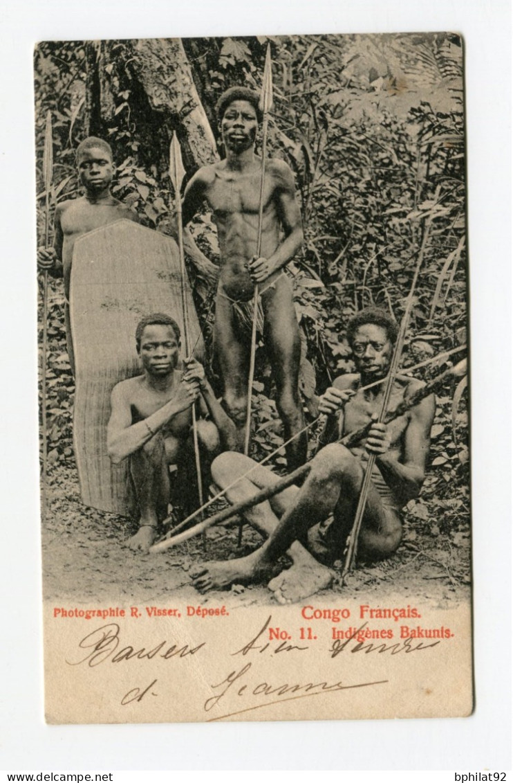 !!! CONGO, CPA DE 1905 POUR MORET SUR LOING, AFFRANCH PANTHERE, CACHET DE BRAZZAVILLE - Briefe U. Dokumente