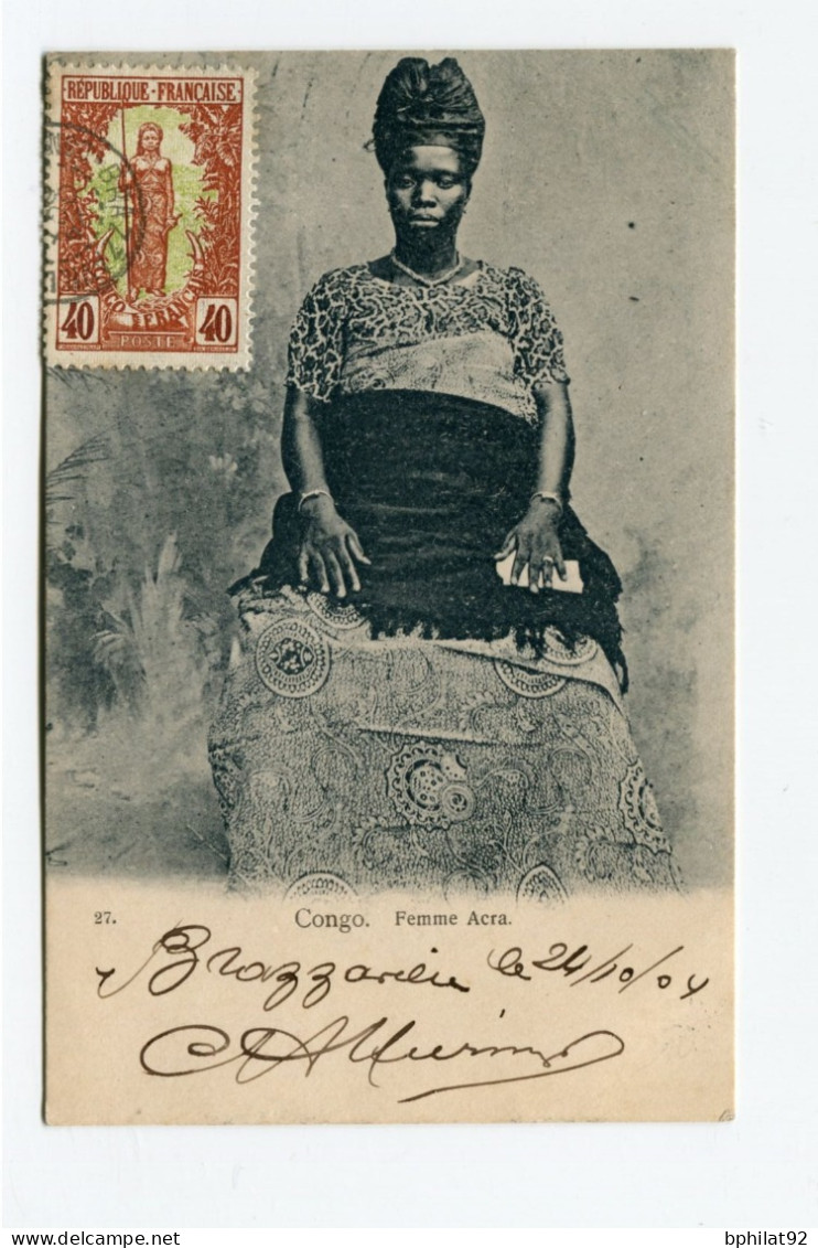 !!! CONGO, CPA DE BRAZZAVILLE DE 1904 NON VOYAGEE - Briefe U. Dokumente