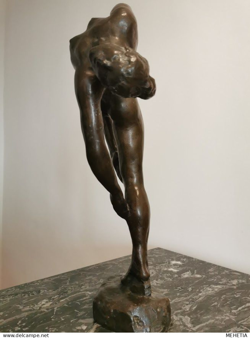 Danseuse Nue Naked Nue Unique & Vintage Signed Heavy Bronze Stunning Art Classic 4.7 Kg - Brons