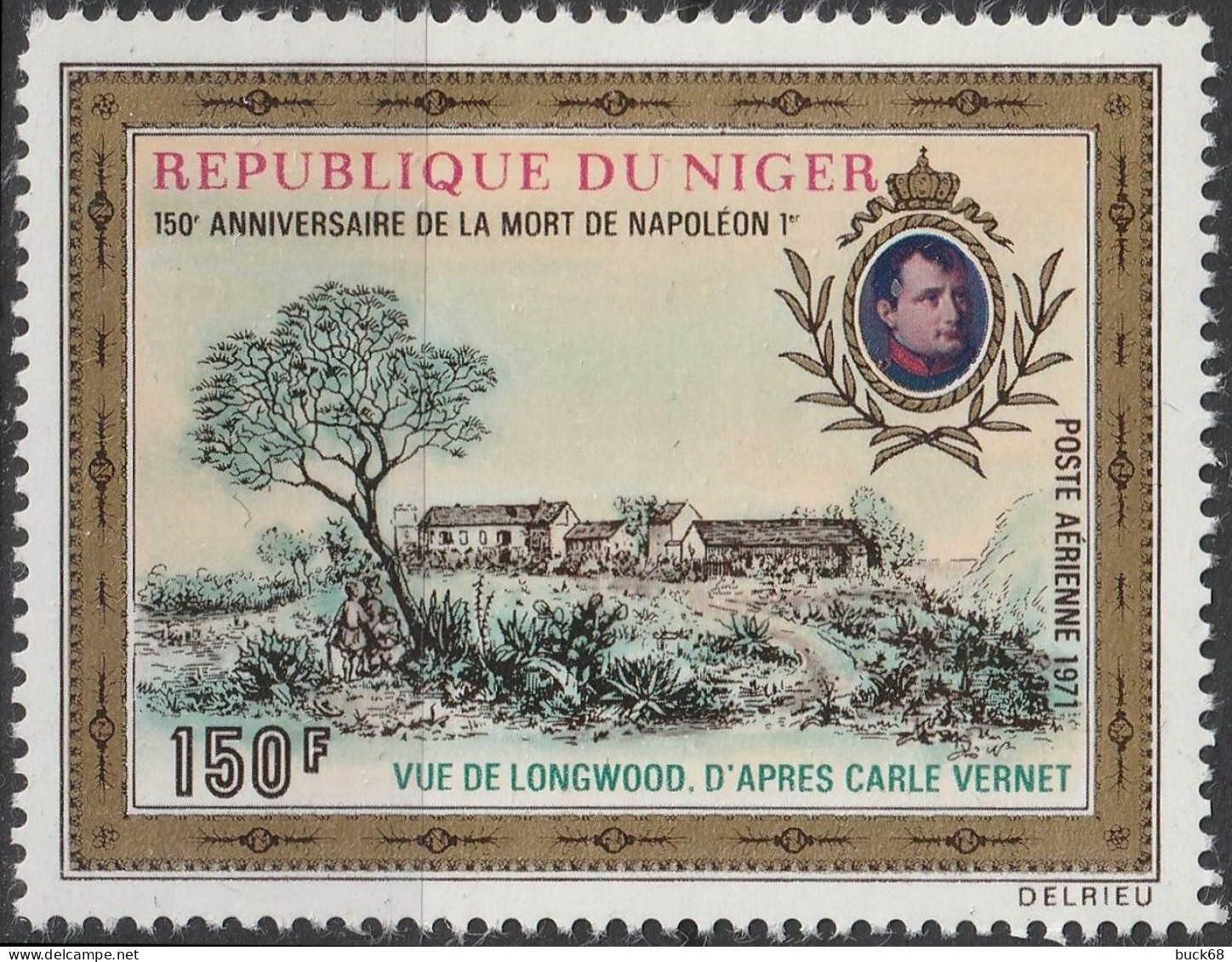 NIGER Poste Aérienne 157 ** MNH Napoléon 1er Et Tableau Du Peintre Vernet : Longwood à Sainte-Hélène 1971 - Niger (1960-...)