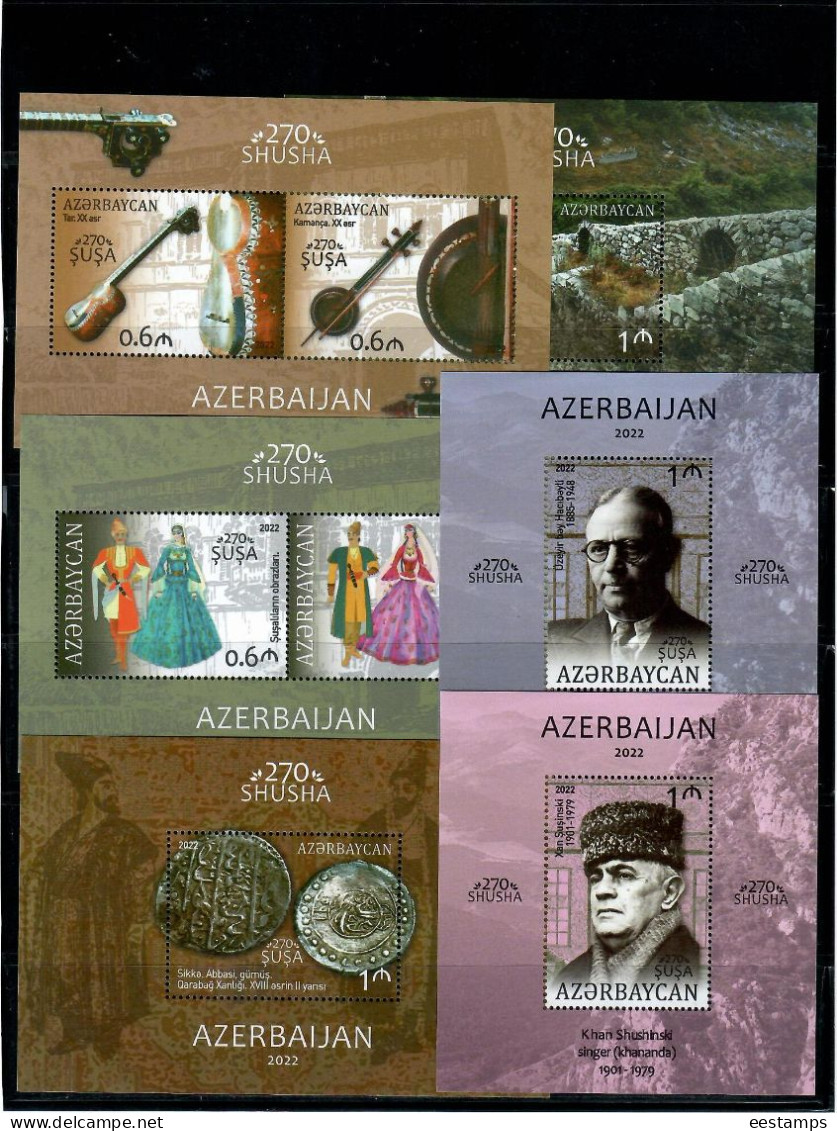 Azerbaijan 2022 .Shusha-270.(Horses,Singer,Composer,Birds,Castles,Mosque,Arms,Tradition.Clothes,Music Instruments).21S/S - Azerbaïdjan