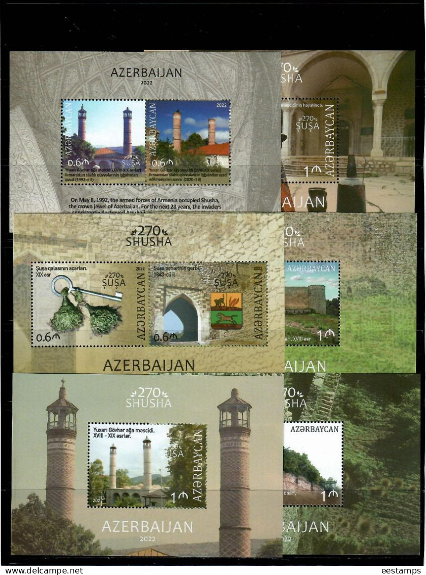 Azerbaijan 2022 .Shusha-270.(Horses,Singer,Composer,Birds,Castles,Mosque,Arms,Tradition.Clothes,Music Instruments).21S/S - Azerbaïdjan