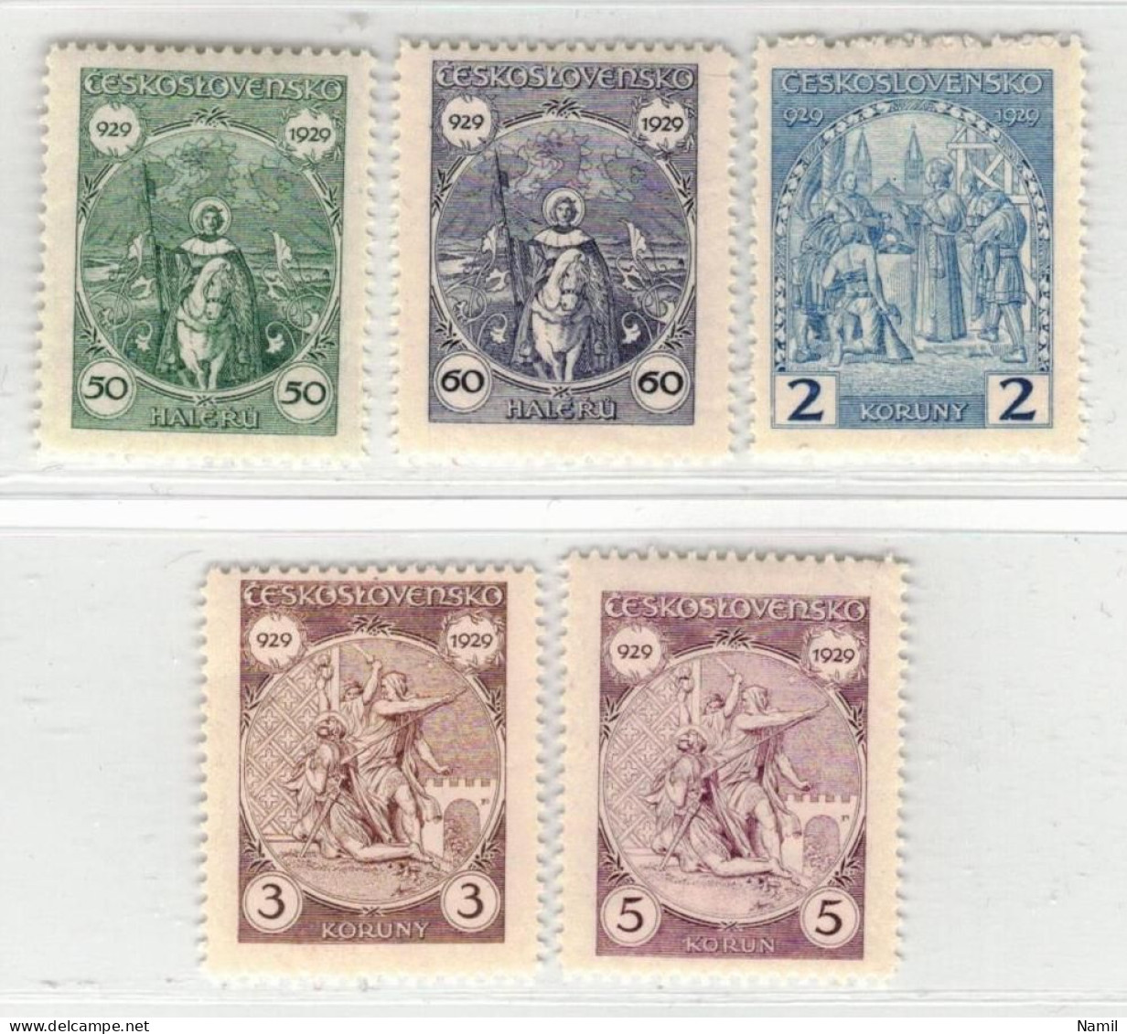 Tchécoslovaquie 1929 Mi 283-7 (Yv 258-62), (MH)* Trace De Charniere Propre - Ungebraucht