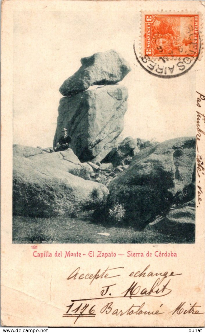 ARGENTINE - Capilla Del Monte - El Zapato - Sierra De Cordoba Timbre (pli Coin Gauche) - Argentine