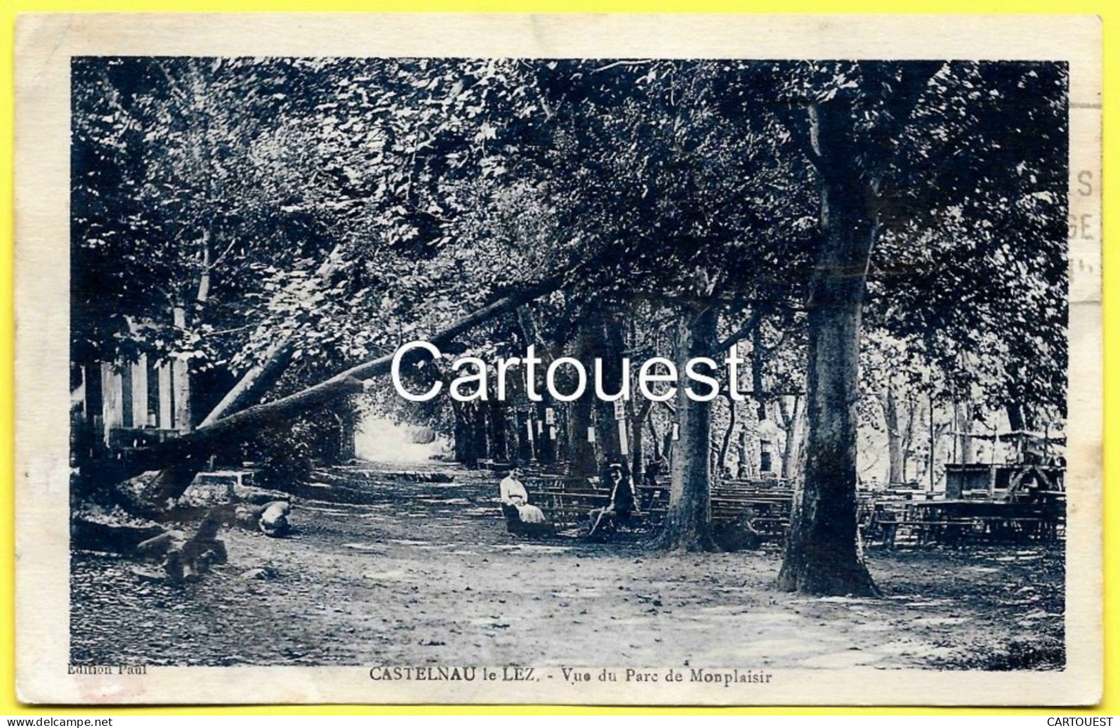CPA CASTELNAU LES LEZ Vue Du Parc Monplaisir  1938 ( Buvette Animée ) - Castelnau Le Lez