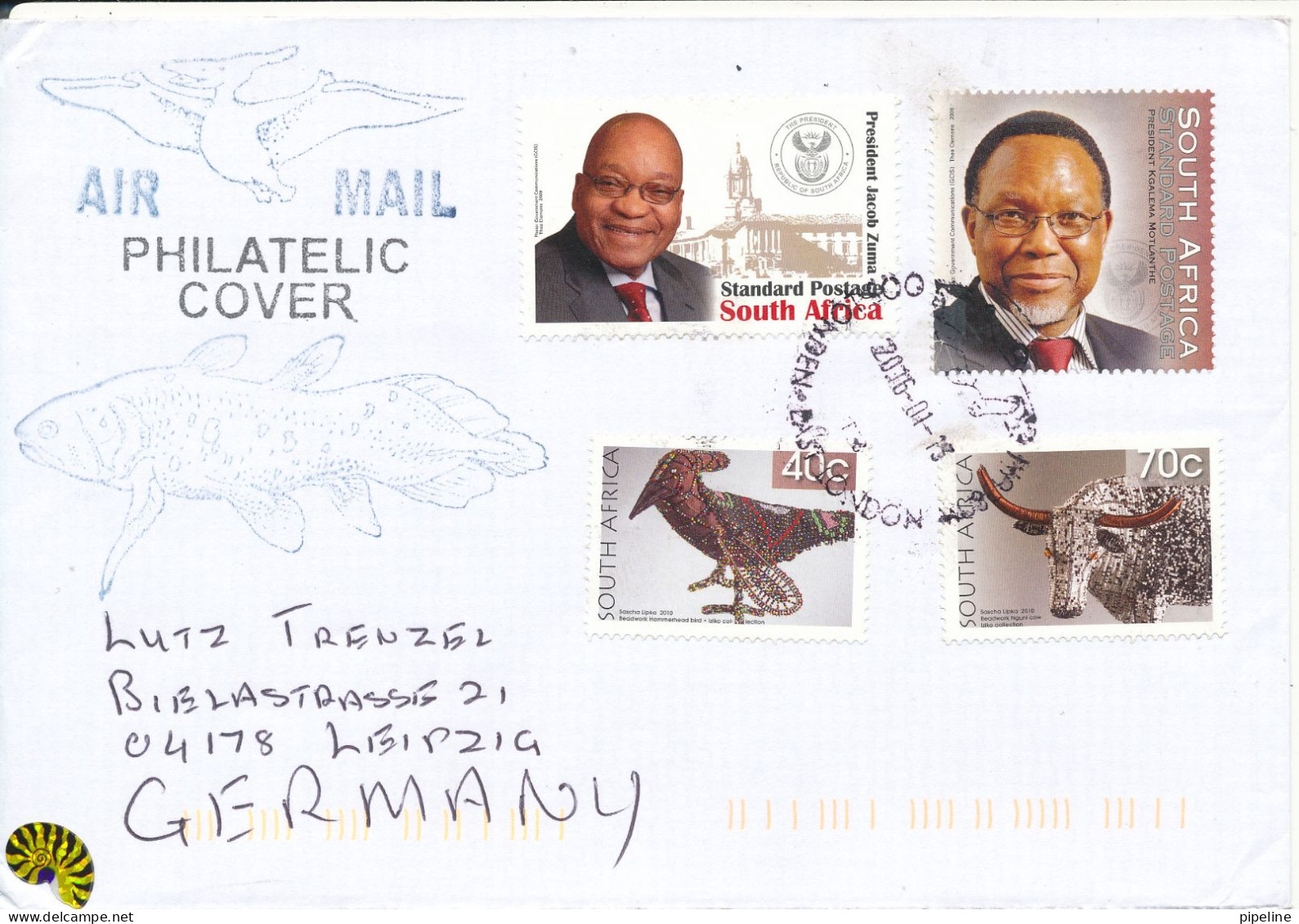 South Africa Cover Sent Air Mail To Germany 13-1-2016 - Lettres & Documents