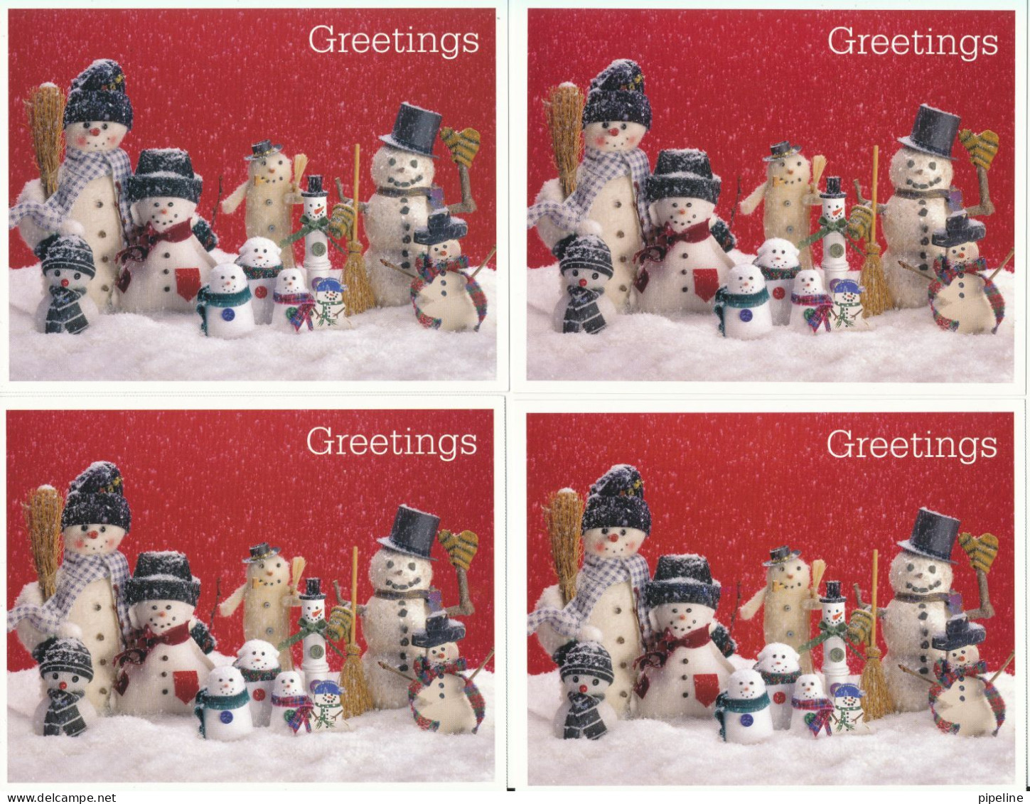 USA FDC Houghton Mi. 28-10-2002 Set Of 4 SNOWMEN Postal Stationery Cards See Scans - 2001-2010