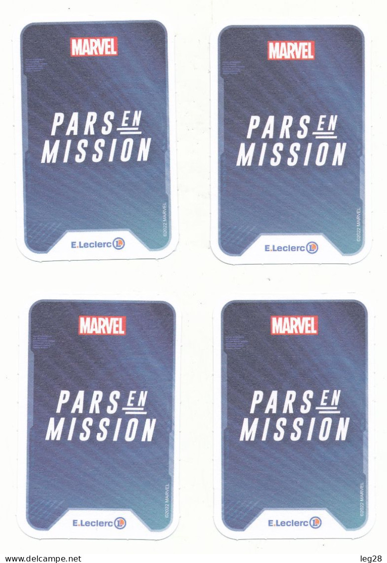 4 CARTES  MARVEL PARS EN MISSION - Marvel