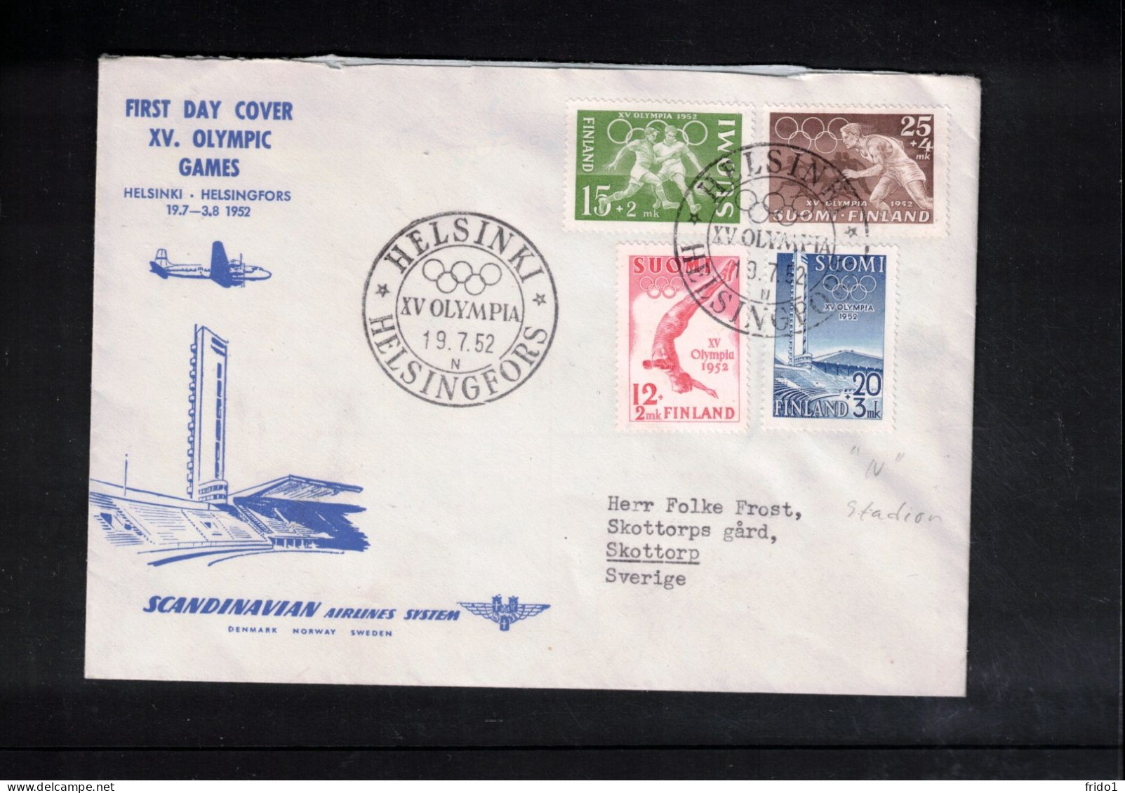 Finland 1952 Olympic Games Helsinki Opening Day Postmark - Verano 1952: Helsinki