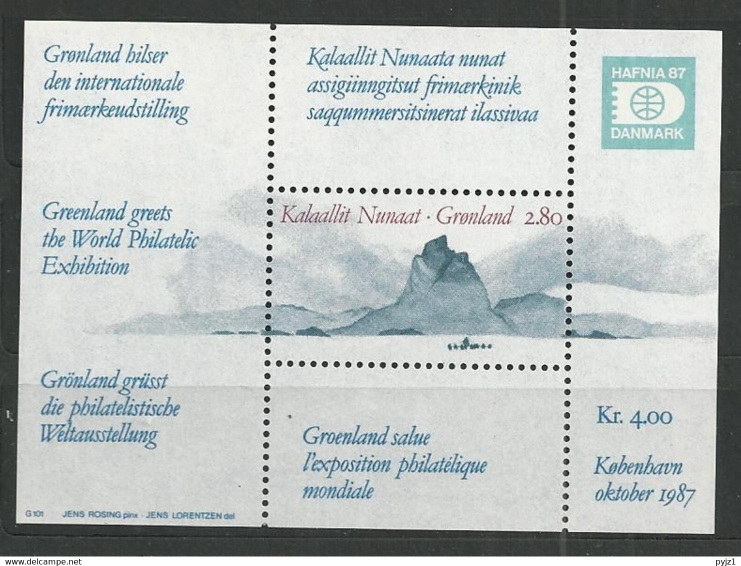 1987 MNH  Greenland, Block 2 Postfris** - Blocs