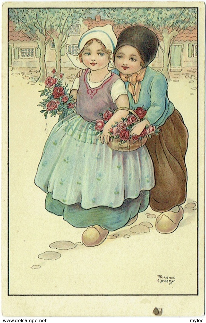 Illustrateur : HARDY, Françoise. Couple De Jeunes Hollandais En Sabot. - Hardy, Florence