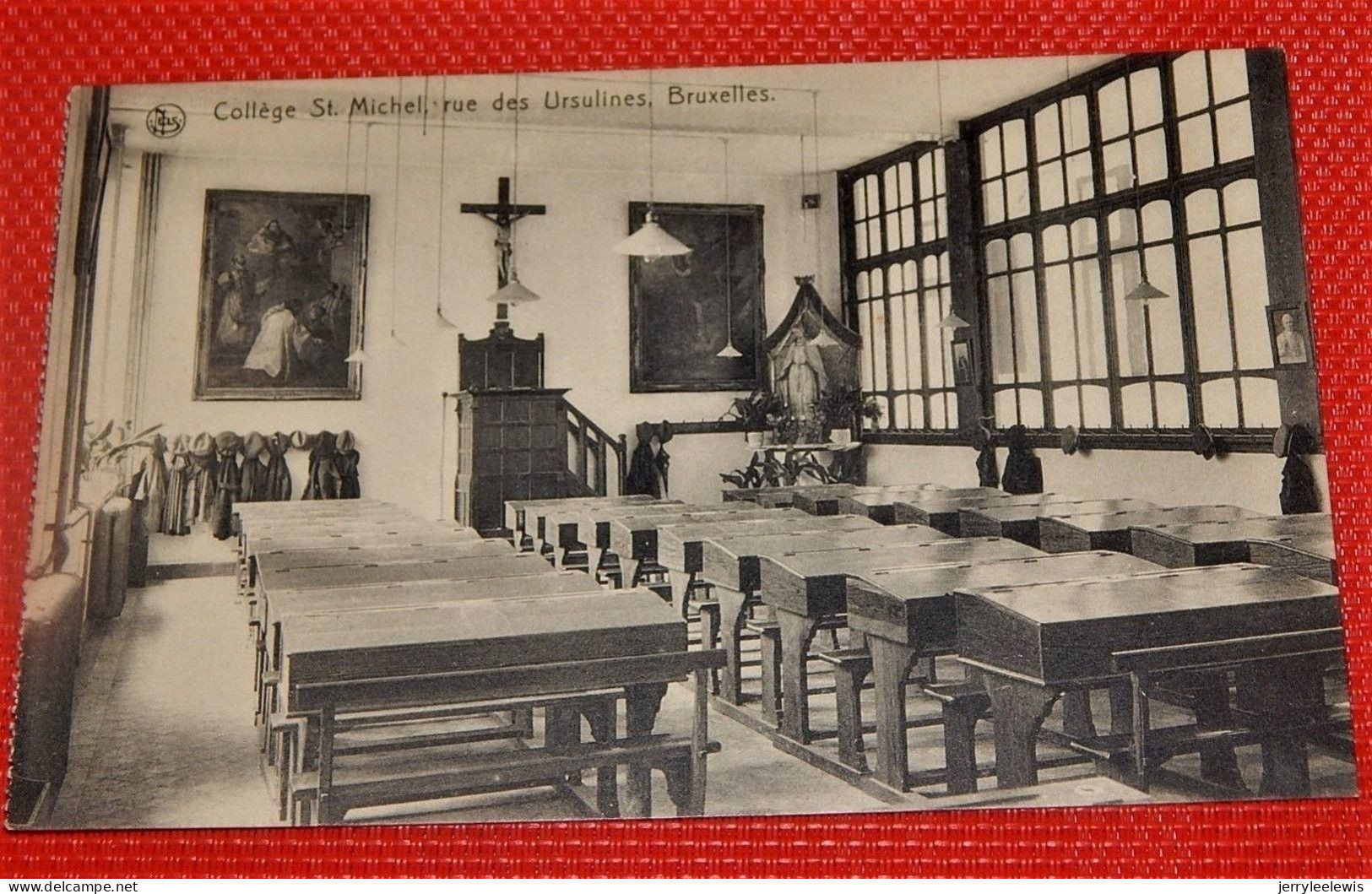 BRUXELLES - 2 CARTES : Collège Saint Michel, Rue Des Ursulines  - " Une Des 3 Salles D'étude " Et " Chapelle Intérieure" - Enseignement, Ecoles Et Universités