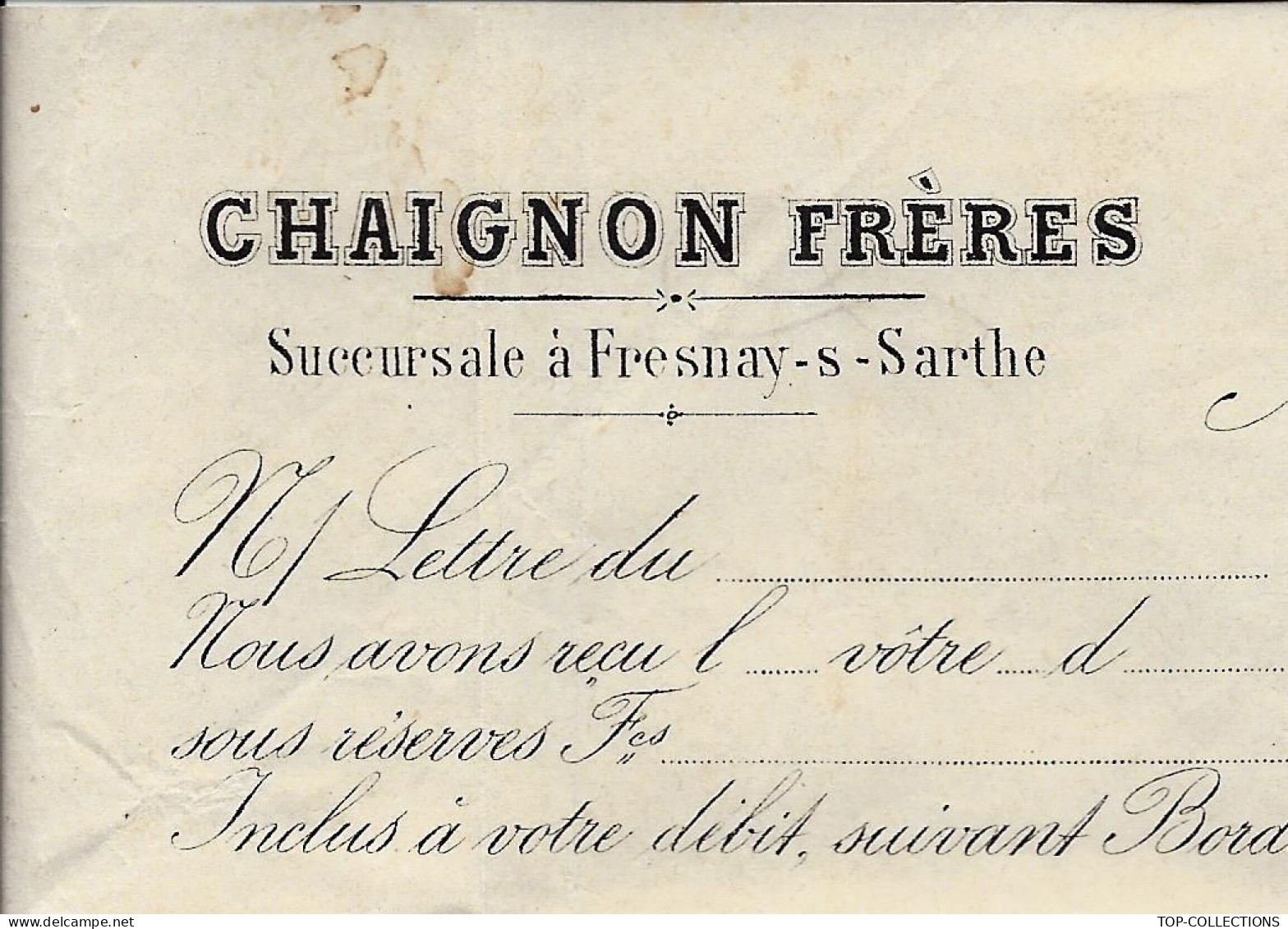 1872  Sillé Le Guillaume Sarthe Timbre Cérès Oblit.  Bordereau Chaignon Fr. >Forges D’Orthe St Martin De Connée Mayenne - 1849-1876: Klassieke Periode