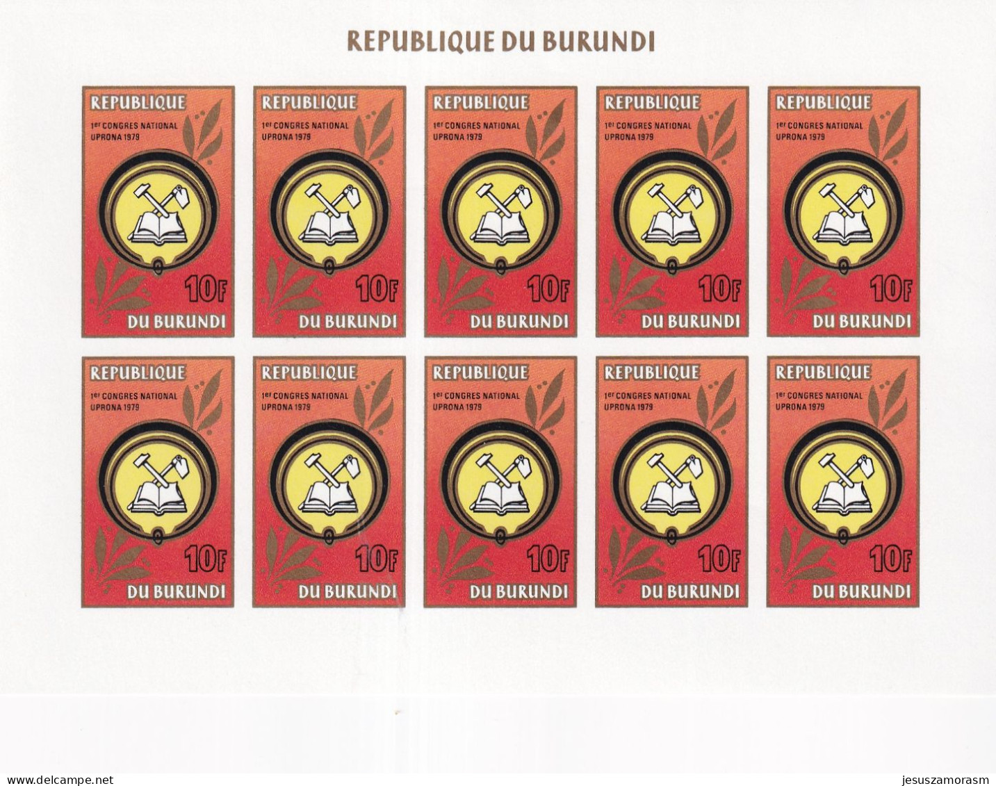 Burundi Nº 841sd Al 843sd SIN DENTAR En Hojas De 10 Series - Neufs